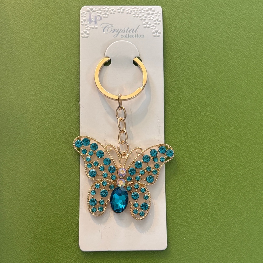 Butterfly Keychain- Gold and Teal